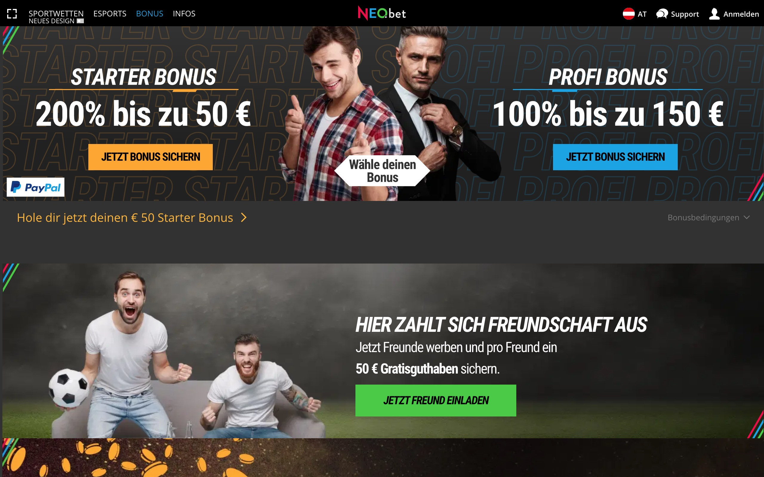 NEO bet Aktionen