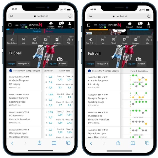 NEO bet Live Wetten Mobil